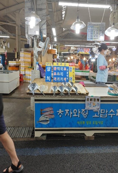 서귀포향토오일시장 내 생선류 파는 곳 사진입니다