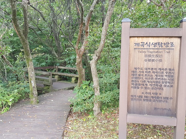 계곡식생탐방로 입구 사진입니다.