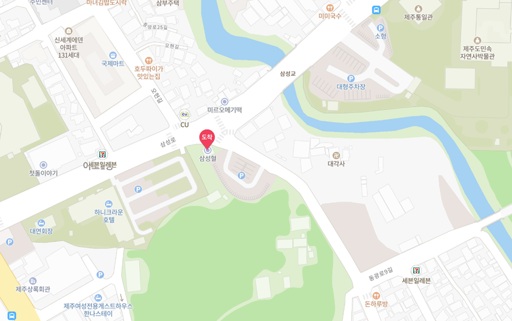 삼성혈 위치를 표시한 지도입니다.