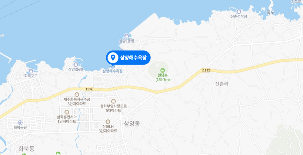 삼양해수욕장 위치를 표시한 지도입니다.